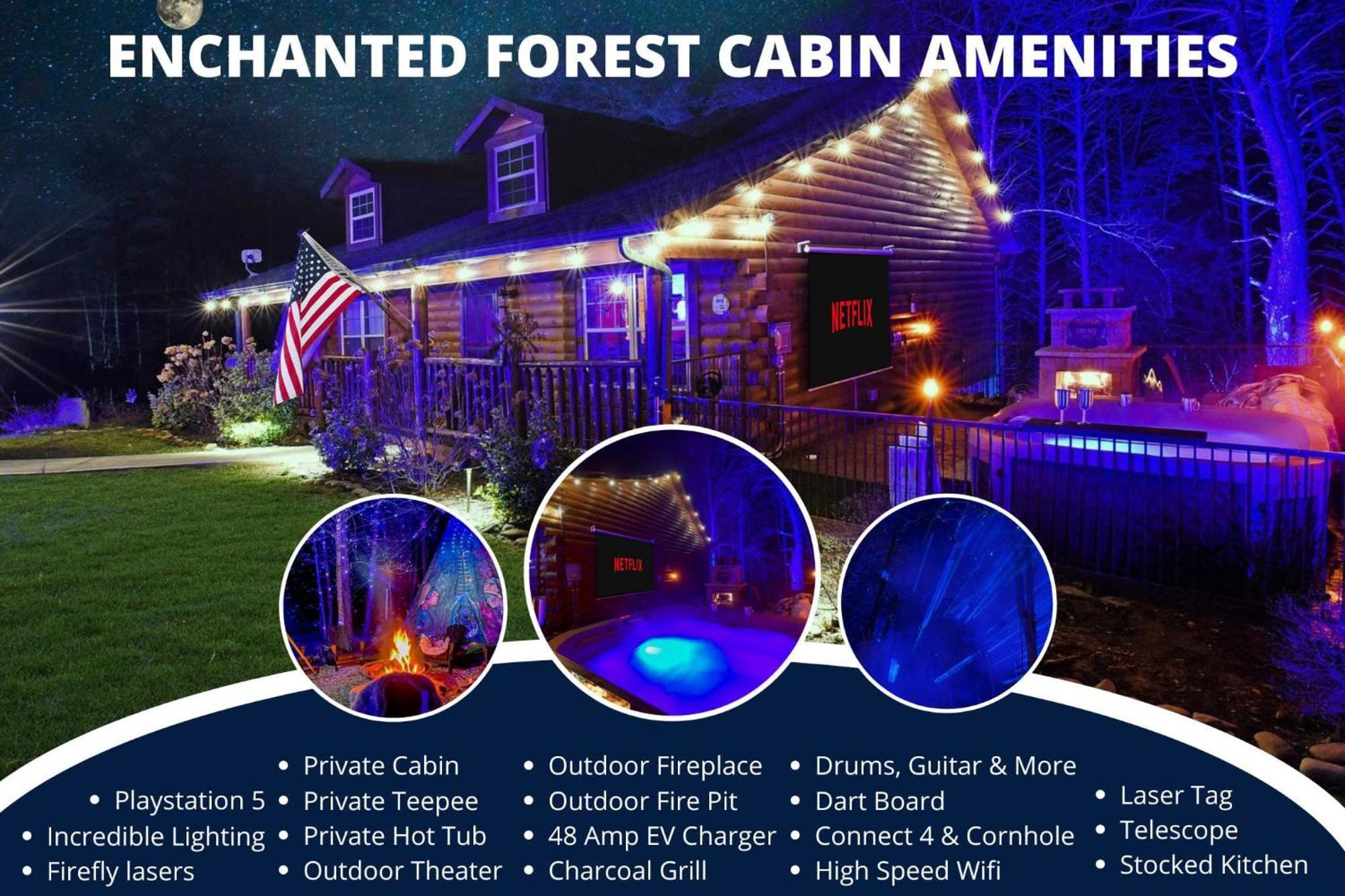 Enchanted Forest Cabin And Teepee! Lights & Laser Show! Private Hot Tub! Unique Stay! Sevierville Kültér fotó